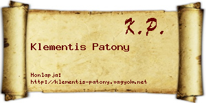 Klementis Patony névjegykártya